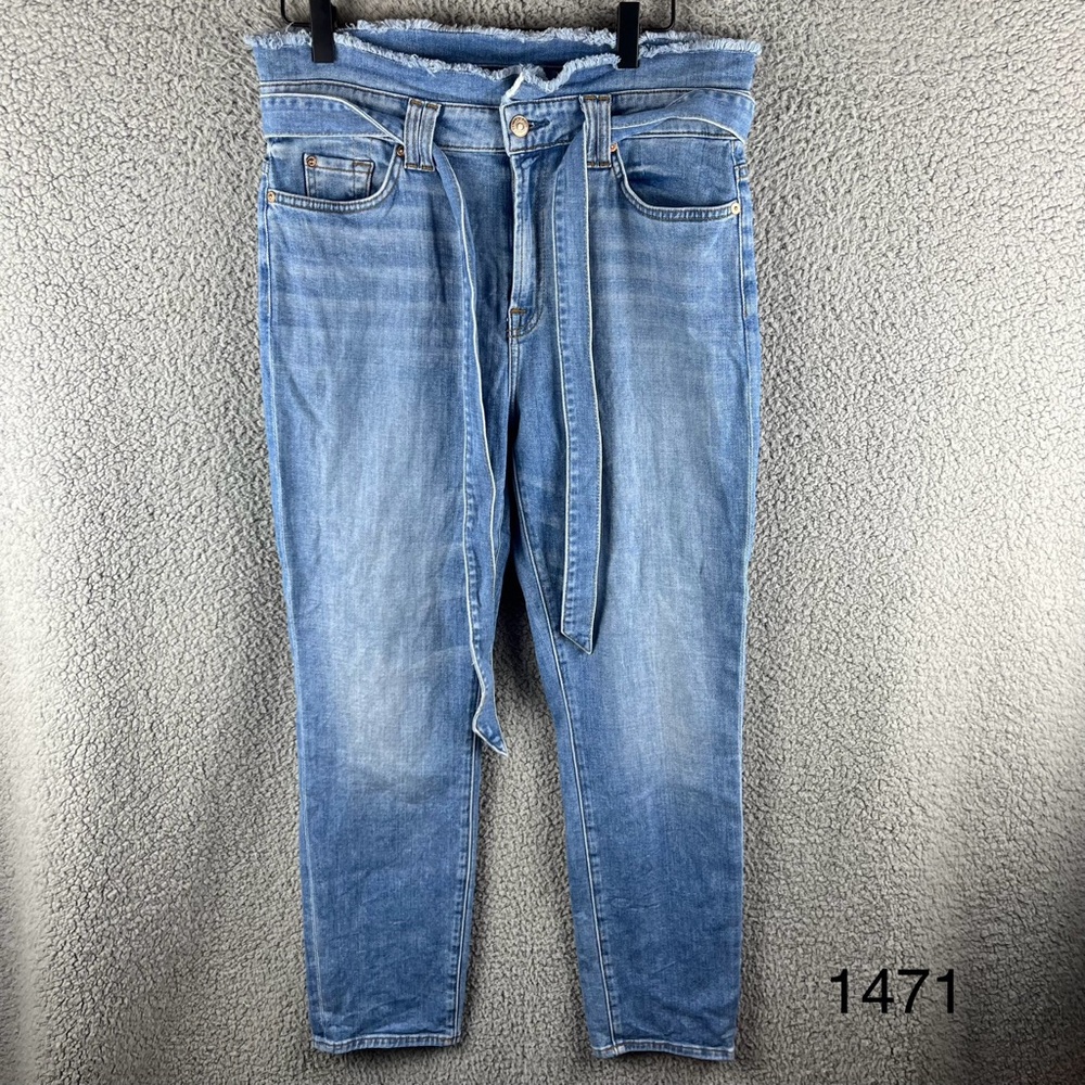 7 For all Mankind  Size 30 Light Wash High-rise Button & Tie Closure Blue Jeans‎
